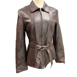 Vintage Rosner Womens Soft Lamb Skin Leather Jacket Brown